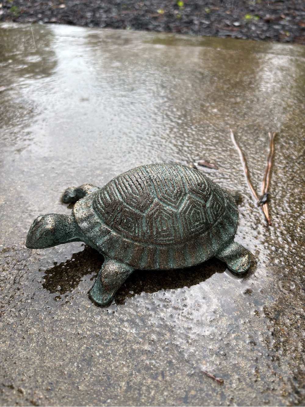 Rustic Green Turtle Garden Ornament - Decorative Reptile Accent Cast Iron